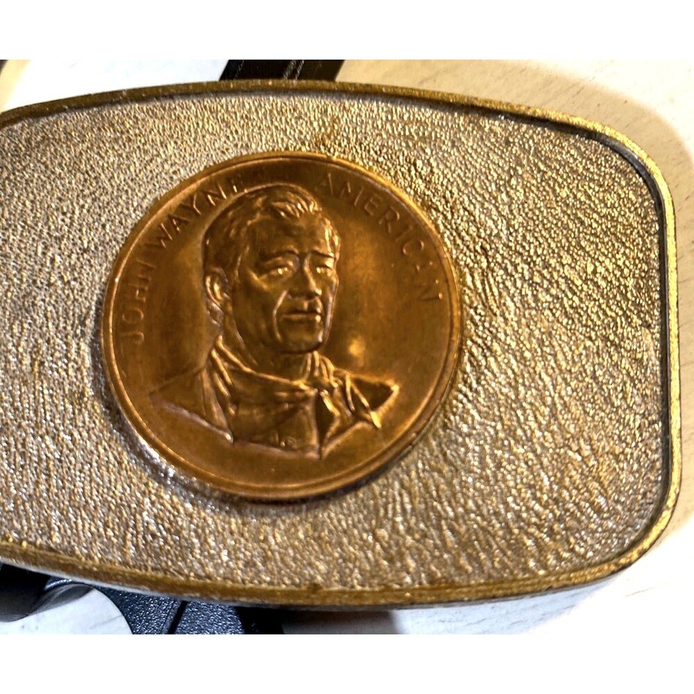 Vintage Steel John Wayne Coin on Belt Buckle